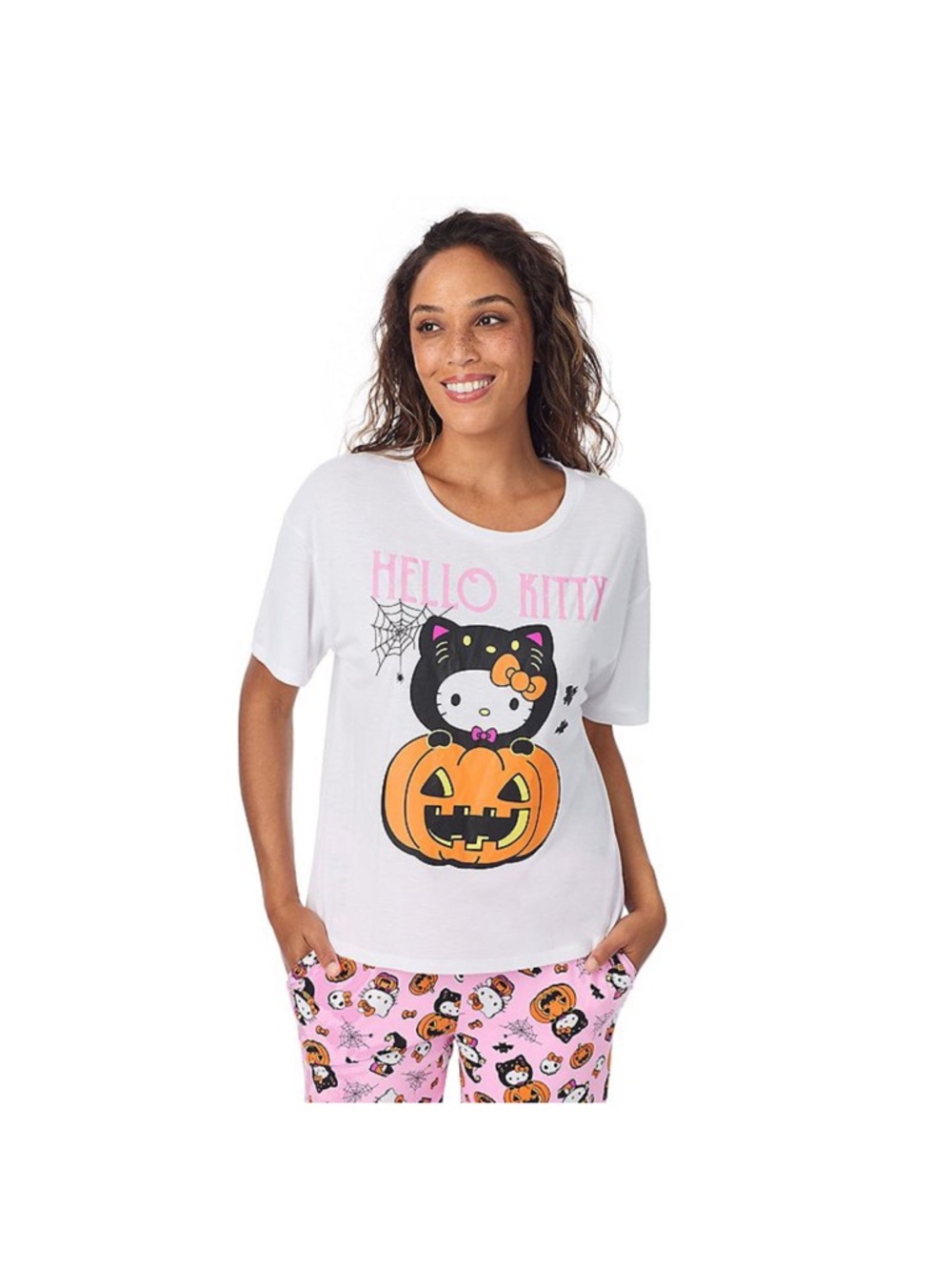 Hello Kitty White Tee with Pink Graphic